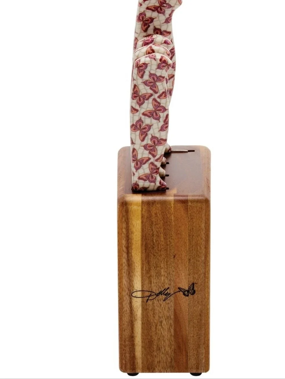 Dolly Parton Butterfly Print 5-PC Cutlery Prep Set w/Wood Block